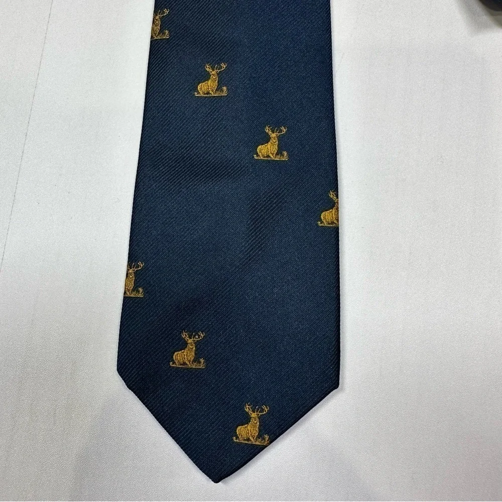 THE HARTFORD Navy Blue Embroidered Stag Tie